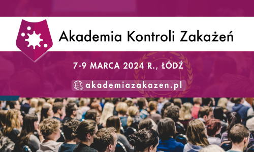 W dniach 7-9 marca 2024 r. w Łodzi odbędzie się wyjątkowa ogólnopolska konferencja naukowo-szkoleniowa „Akademia Kontroli Zakażeń”. Wydarzenie uświetni jubileuszowy zjazd Polskiego Towarzystwa Zakażeń Szpitalnych, które obchodzi w tym roku 30-lecie swojej działalności. Rejestracja trwa na www.akademiazakazen.pl <br><br>
												
												Członkowie Samorządu Diagnostów Laboratoryjnych mogą liczyć na obniżoną cenę za udział w konferencji - 800 zł (cena tożsama dla członków Polskiego Towarzystwa Zakażeń Szpitalnych)